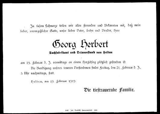 Herbert Georg1874-1919 Todesanzeige